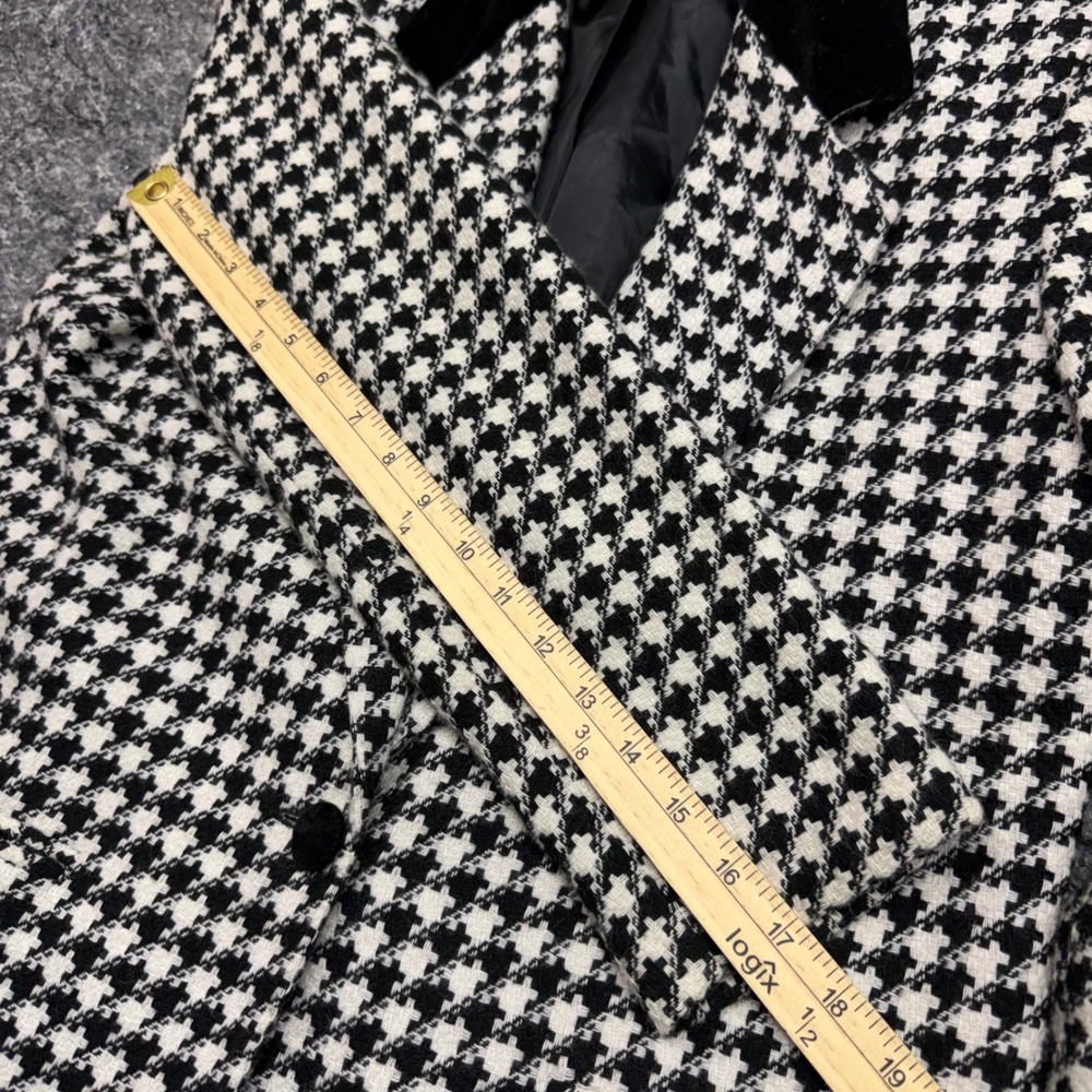 Leslie Fay Sportswear Houndstooth Blazer Black White Velvet Collar Size 12 - Picture 7 of 8